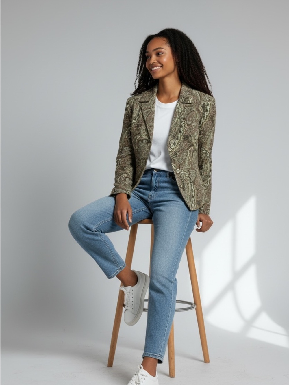 Requirements Olive Paisley Blazer with Tan Accents